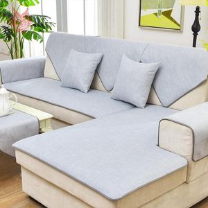 Stuhlhussen Europäischen Stil Hellgrau Leinen Sofabezug Cama Für Wohnzimmer Fundas De Sectional Couch SP4926