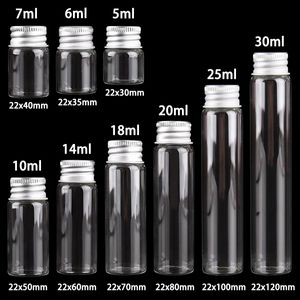 Glass Bottle with Aluminium Lids Small Mini Glasses Jars Mini Vials Metal Caps Top Sample Message Bottles