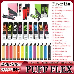 best selling disposables vapes Puff Flex 2800 Puffs Cigarette 2% 5% Disposable Vape Pen Device Puff 2800 1500mAh Battery 10ml Prefilled Cartridge Authentic Delivery Duty Paid