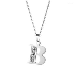 Pendant Necklaces Initial Letter Necklace A-Z Stainless Steel Crystal Alphabet Pendants Letters Men Women Charm Jewelry
