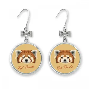 Hoop Earrings Chestnut Red Panda Animal Bow Drop Stud Pierced Hook