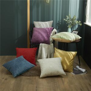 Kudde 3D flockad plysch geometri täcker moderna plädar mönster nordiska kast kuddar dekorativt vardagsrum soffa soffa heminredning