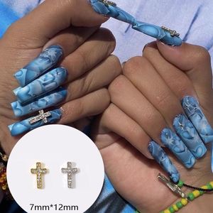 Nail Art Decorations 10PCS Gold Silver Glitter Rhinestones Cross 3D Charms Alloy Planet Accesoires Luxury Fancy Crystal Stone
