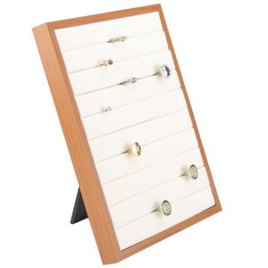 Wooden Rings Display Stand Tray Flannel Lining Vertical Storage Holder Rack for Studs Jewelry Organizer Rings Show A349