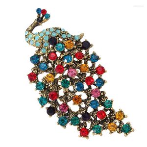 Broches Wulibaby strass paon pour femmes 3 couleurs beau grand oiseau fête bureau broche broches cadeaux