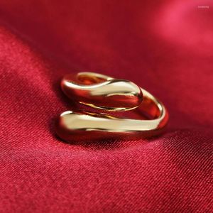 Wedding Rings 18K Gold Charm 925 Silver For Women Water Droplets Adjustable Size Fashion Party Gift Engagement Jewelry