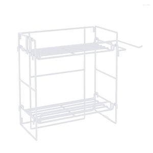 Set di accessori per il bagno Scaffale per il bagno sopra il WC Organizzatore montato a parete su rack a 2 livelli con barra di carta-B