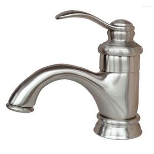 Banyo Lavabo muslukları fırçalanmış nikel tek sap / delik kap musluk mikseri su muslukları abn008