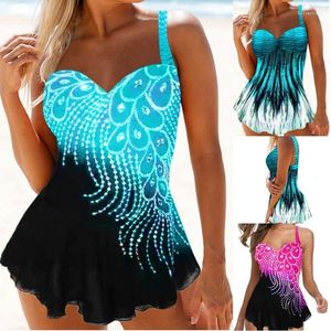 Costumi da bagno da donna Donna Stampa Tankini Costumi da bagno Sling senza schienale Set a due pezzi Bikini Set da spiaggia Monokini Costumi da bagno sexy One