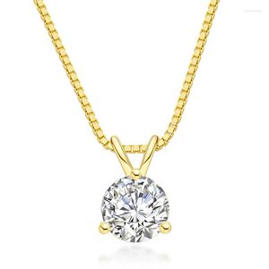 Pendants Anu VVS1 D Color 1ct Moissanite Diamond 18K Gold Plated Three Claw Pendant Anniversary Gift Necklaces Whole295S