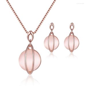 Halskette-Ohrringe-Set, Opal, europäischer und amerikanischer Schmuck, Legierung, zwei Zirkone, für Damen, Abschlussball, Party