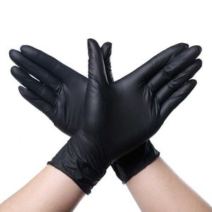 8 Paar puderfreie schwarze Nitrilhandschuhe für wasserfeste, hypoallergene Einweg-Arbeitssicherheit in Lebensmittelqualität