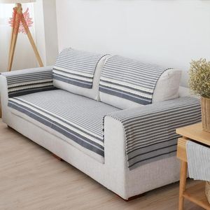 Chair Covers Modern Grey Striped Sofa Cover Cotton Cloth Lace Sectional Slipcovers Canape Capa Para Four Season Usage SP3605 FREE SHIP