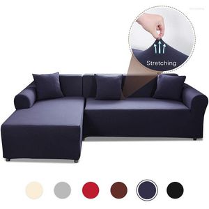 Stoelhoezen 17 Kleuren Stretch L-vormige Bankhoes Voor Woonkamer Chaise Longue Sectionele Hoes Hoekvorm Ela