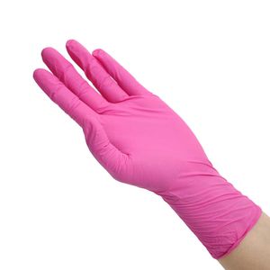 10 par niskiej ceny Różowe proszkowe rękawiczki nitrylowe do pracy