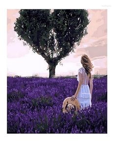 Paintings Frameless Diy Painting By Numbers Picture Oil On Canvas For Home Decor Animal 4050cm Lavender Field