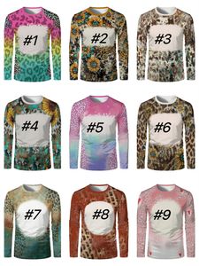 Wholesale Sublimation Bleached Long Sleeve T-shirt Party Supplies Heat Transfer Blank Bleach Shirt fully Polyester tees US Sizes for Men Women