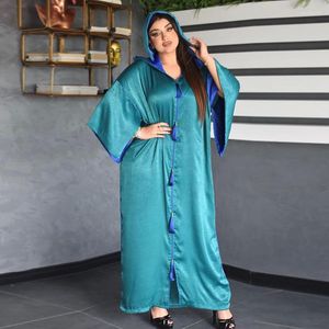 Ubranie etniczne damskie Dubai Abaya Bliski wschód z kapturem frędzlony szata turecka sukienka muzułmańska ramadan ubrania modlitewne
