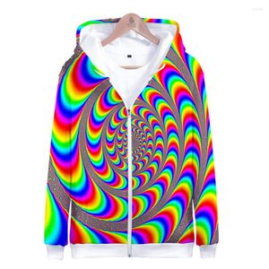 Herrhuvor binder färgämne 3D Män/kvinnor Färgglada hoodie -dragkedja Sweatshirt Mens Spring/Winter Pullover Zip Up Coats