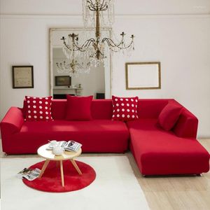 Chair Covers Red Solid Color Elastic Corner Sofa Cover For Living Room Multi-size Universal Stretch Couch Slipcovers