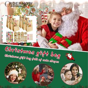 ギフトラップクリスマスプレゼントラッピングバッグ非毒性スナックストレージハンギングポーチハンドアセンブされたクリスマスカウントダウンギフトパックホリデー用品
