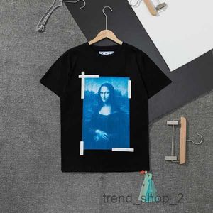 T-shirt mode Mona Lisa Portrait Definition Direkt spraytryck Lös rund hals Kort ärm T-shirt 2 Vita B7ey