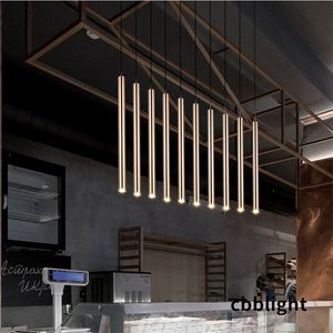 Nordic Long Tube Pendant Lights Hanging Kitchen Light vit svart gyllene längd Justerbar hemmatsalsbelysningsljus ljuskronor LRS022