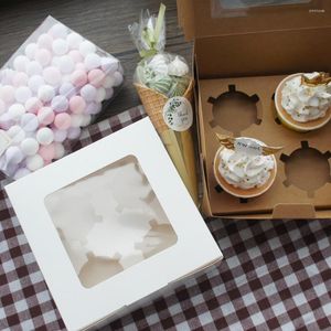 Presentf￶rpackning 3Size V￤lj vit cupcake design 10st Bake Cake Packaging Paper Box Gifts Birthday Party Favors Decoration Anv￤ndning