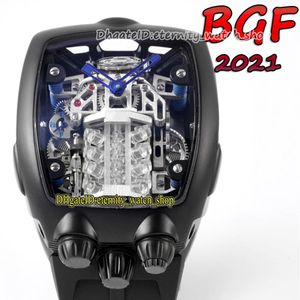 BGF 2021 Ultimi prodotti Motore a 16 cilindri super funzionante Quadrante nero EPIC X CHRONO CAL V16 Orologio automatico da uomo Cassa nera eternit275e