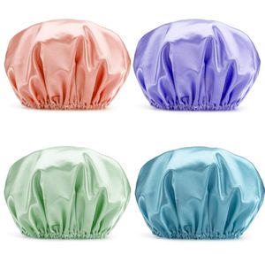 The latest 32CM shower cap double layer plain shower is waterproof many color options support custom logo