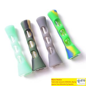 Portable Hornshape Silicone Pipes Colorful Camouflage Glass Smoking Pipes Length Home Office Cigarette Accessories