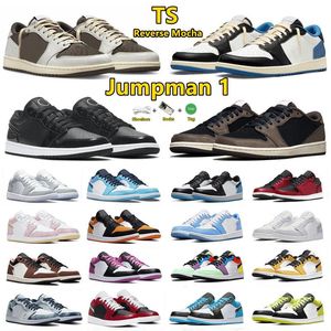 Top Fashion Jumpman 1 Low Basketball Shoes 1s Reverse Mocha Carbon Fiber All-Star Fragment Cactus Jack Black Phantom Tear Away Silver Mens Trainers Women Sneakers