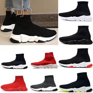 Paris Designer Casual Sock Shoes Comfort Sole Breathable Men Women Platform Hommes Mesh Trainer Black Glitter Knitted Triple Sneaker Walking Eur 36-47