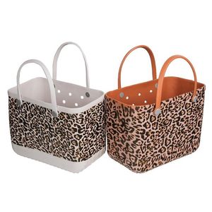 Utomhusväskor Drop Beach Leopard tryckt Eva Basket X Large 19 13 10 tum kapacitet Sommarväska Totes för kvinnor307o