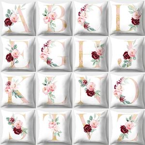 Pillow Decorative Cover 45x45 Pink Letter Sofa S Nordic Home Decor Flowers Pillowcover Throw Pillows Polyester