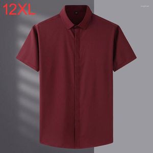 Men's Casual Shirts 9XL 10XL 12XL Summer Office Plus Size Formal Men Short Sleeve Business Big 5XL 8XL Blue Red Wine Black Shirt 54