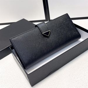 Designer Women Saffiano Purse Long Wallets Italy Brand Cowhide Genuine Leather Two Folded Wallet Lady's Card Holder Bag Men C242a