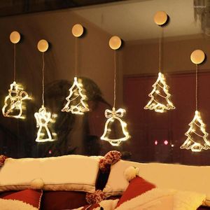 Christmas Decorations LED Light Star Bell Snowman Santa Suction Cup Fairy Home Window Decor Festive Party Supplies Pendant