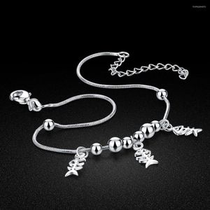 Anklets Creative Silver Fish Bone Anklet Women's 925 Sterling Ankle Chain Minimalist Woman Cool Sandals Jewelry Birthday Gift