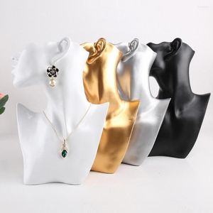 Jewelry Pouches Resin/Velvet Female Mannequin Head Bust Stand Model Shop Necklace