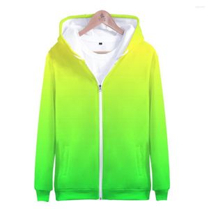 Męskie bluzy zielone bluzy zamka błyskawiczne niestandardowe kolorowe gradientowe bluza mężczyźni/kobiety solidny kolor z kapturem chłopiec/dziewczęta 3D Zip Up płaszcze