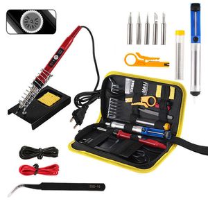 Digital display soldering iron 220V 60W LCD electric 908S adjustable temperature welding tool set 15 pieces