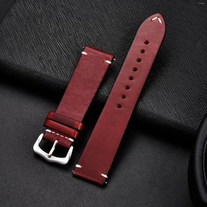 시계 밴드 오일 왁스 지성 변색 진짜 소 가죽 가죽 watchband 액세서리 비즈니스 스트랩 18 20 22 24mm 손목 밴드