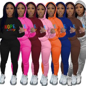 Wholesale Tracksuits Women Jogger Suits Fall Winter Clothes Hooded Hoodie Pants Two Piece Set Casual Print Sweatsuits Black Sportswear Clothing 8924