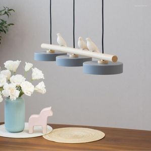 Lampa wiszące lampa żyrandol jadalnia Trzy głowy o stole barowym osobowość drewniana ptak creativ