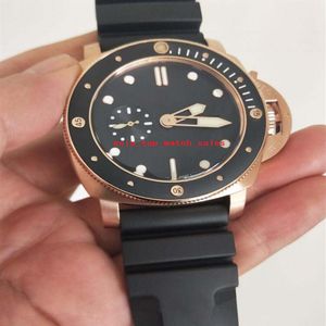 Классический стиль суперкачественные часы для мужчин Cal 2555 Автоматическое движение 47 -мм керамика Безель Авто Дата розовый золото корпус черный резина 219a