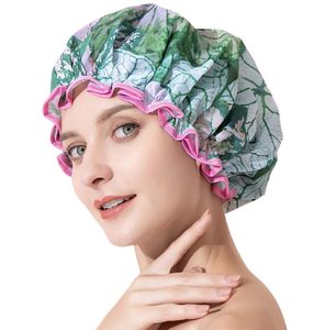 The latest 32CM elastic shower cap double waterproof shower many colors to choose from support custom logo