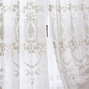 Curtain Sheer Curtains White European Style Embroidery Window Tulle