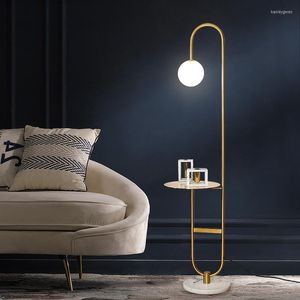 Floor Lamps Nordic Led Lamp With Remote Control Dimming Round Marble Table Standing For Bed Room Beside Lights Home Deco