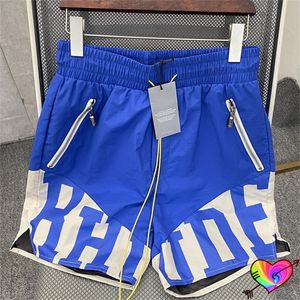 Short azul 2023 masculino feminino 1 short patchwork bolsos laterais duplos calça de malha de náilon